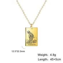 TEAMER Stainless Steel Tarot Cards Necklace Vintage Tarot Jewelry Good Luck Amulet Pendants For Women{Inchcolor_nameinch:InchGold-STRENGTHinch} - 黃金強度 - 查看 8
