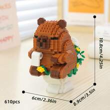 2288pcs Sakura Capybara-San Micro Particle Building Block Set, High Difficulty Assembly Blocks, Sakura Building Blocks Set, Capybara-San Building Blocks Set, Home Decor, Creative Building Block Display, Holiday Gift, Home Decor, Living Room Decor, Desk Decor, Adult Building Blocks Set, Christmas Gift, New Year Gift, Birthday Gift - Sakura Kapibala Hut - View 16