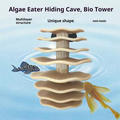 New High-End Exquisite Multi-Layer Capacity Fish & Shrimp Hideaway House, Breeding Nest, Aquarium Decor, Landscaping, Reduce Fish Fighting, Suitable For Aquarium, Exotic Fish Hiding, Unique Ornament, Suitable For Aquatic Pets Breeding, Playing And Resting - Catfish, Sailfin, Panda Garra