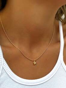 1pc 40+5cm 18K Gold Plated Heart Necklace Gold/Silver Wedding Jewelry Dainty Love Pendant Necklaces For Women Valentine's Day Gift - Heart - View 10