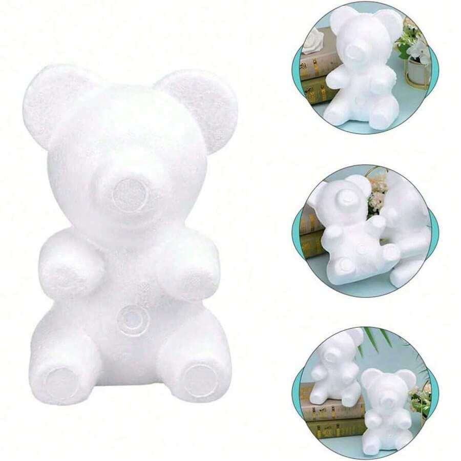 1/2个白色泡沫熊模具，可用于制作泡沫玫瑰DIY熊、婚礼花卉、婚礼派对装饰、餐桌装饰品、派对礼物装饰品、圣诞装饰品、DIY圣诞礼物。 - 彩色 - 查看 1