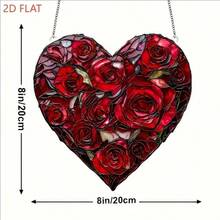 1pc 2D Acrylic Heart-Shaped Red Rose Light Catcher, Floral Wall Decor, Ideal Gift For Bedroom, Office And Home Decoration, Suitable For Anniversary, Valentine's Day, Mother's Day And Holidays