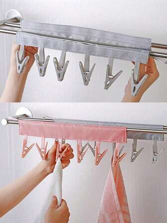 1pc Portable Travel Fabric Clothes Hanger Multifunctional Folding Clothes Clip Sock Underwear Clip For Hotel Travel Accessories Drying Rack Lightweight Compact Space Saving Closet Organizer For Luggage Backpacking Beach Camping Cruise Business Trips Laundry Room Dorm Back To School Mother's Day Valentine's Day Gift Prep Holiday Travel Essentials Car Accessories Outdoor Accessories Airplane Case Useful Things Summer Essentials Office Accessories