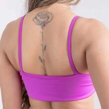 Top Gym Bandeau Double With Removable Padding, Thin Straps, Zero Transparency, Fashion Colors - Rose Red - View 2