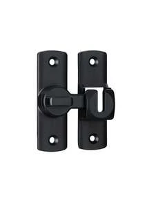 重型安全门锁把手，商业/住宅级安全闩锁，可调节滑动螺栓 90°/180°，防撬锁扣，含螺丝，手动操作，浴室、家庭、办公室、车库门、酒店门、商业门的加固结构，黑色饰面，稳定安装，家庭安全升级，兼容标准门，增强门安全性，坚固的金属表面