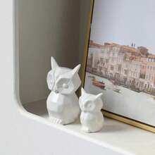 GOODSTART Glazed Ceramic Owl Statue For Home Decor - Modern Bird Figurine For Cabinet, Fireplace Mantel, Living Room, Bedroom - Ornaments And Gifts For Owl Lovers (White)