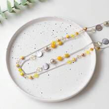 Noessla Layered Long Necklaces For Women Crystal Beaded Statement Necklace Sweater Silver Chain With Gifts Box Jewelry{Inchcolor_nameinch:InchYellowinch} - 黃色 - 查看 9