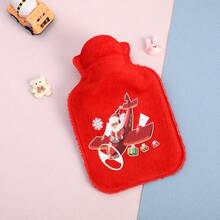 1pc Christmas Plush Hot Water Bottle Filled With Water To Warm Hands And Carry Warm Baby With You-Pattern Random Hair - Red - View 4