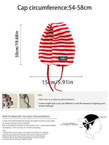 Thermal Lined Striped Fingerless Gloves With Ear Muffs, Warm And Cute Winter Set For Girls Plush Striped Fingerless Gloves With Ear Muffs, Warm And Fashionable Winter Set - Lambswool-lined Gloves - View 4