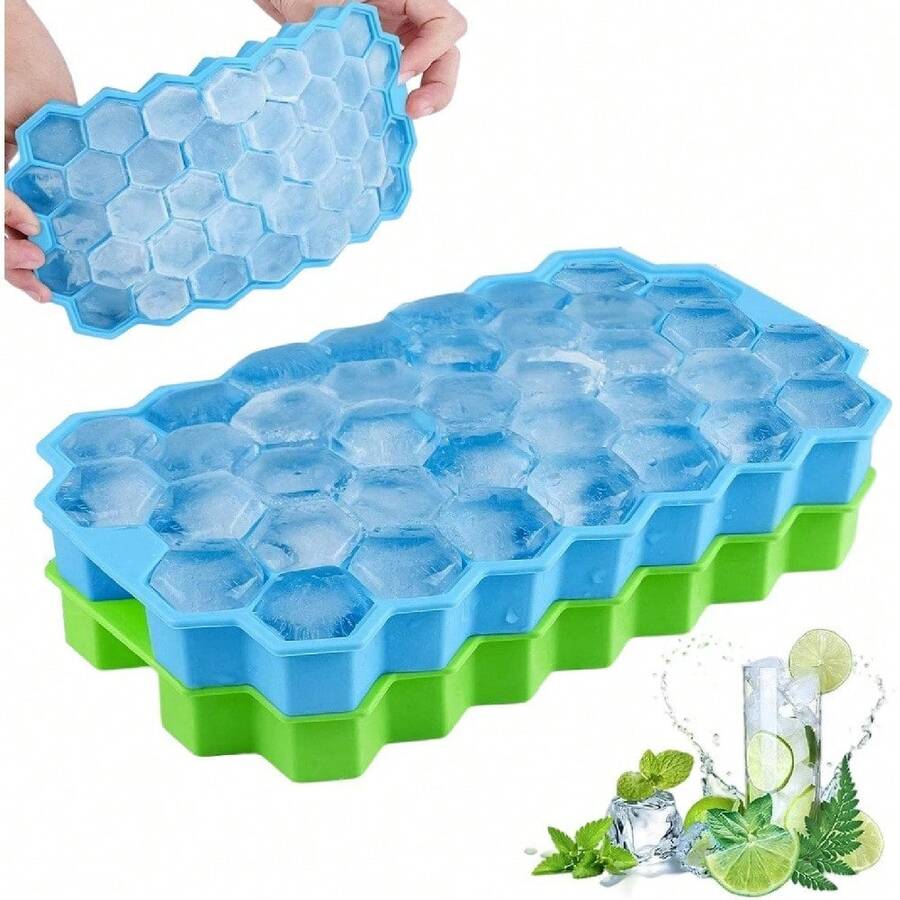 1 Piece Ice Cube Mold With Sealing Lid, Premium Ice Cube Tray, 20 Ice Trays, Reusable, Hexagonal Ice Cube Mold, Suitable For Cold Drinks, Whiskey, Cocktails, Food. - 隨機 - 查看 1