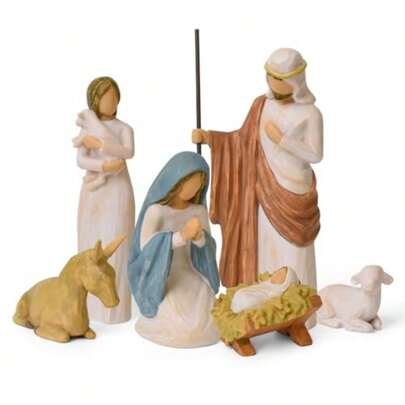6 Piece Nativity Set Christmas Decor Nativity Scene With Jesus Joseph Mary Shepherd Donkey And Sheep Behold The Awe And Wonder Of The Christmas Story