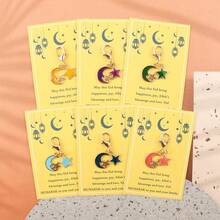 6pcs Mini Ramadan Moon And Star Keychains, Ramadan Festival Key Rings, Moon & Stars Charms, Eid Celebration Keychain Set For Bags & Purses - Multicolor - View 13