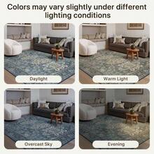 Washable Runner Rug 2x5, Non Slip Vintage Hallway Runner, Ultra Low Pile Washable Carpet Kitchen Entryway Bedroom, Sage - Blue + 2' X 4' (Rectangular) - View 8