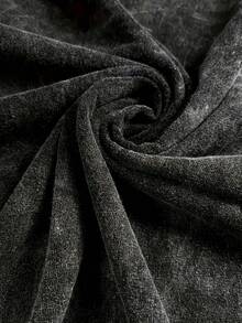 Oversized Vintage Black Washed Cotton Long Sleeve T-Shirt, Loose & Slimming Design - Black - View 6