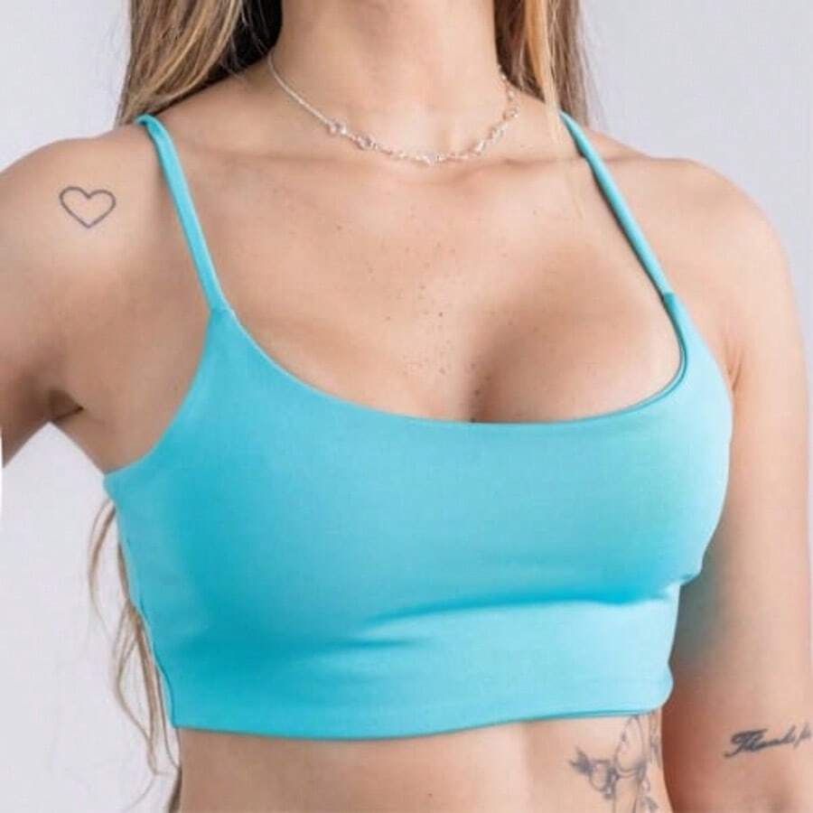 Top Gym Double Band Without Padding Thin Strap Zero Transparency Fashion Colors - Pool Blue - View 1