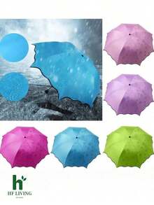 Sombrilla mágica, varios colores, al contacto con el agua empieza a aparecer su estampado Paraguas Mágico Protector Solar Mágico Contra el Sol y la Lluvia Diseño Compacto para Uso Diario - azul real - Ver 3