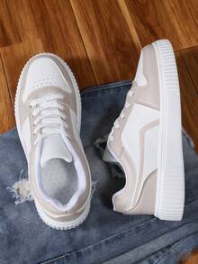 女士休闲运动鞋 时尚街头风运动鞋 轻便滑板鞋 - 杏色 - 查看 5