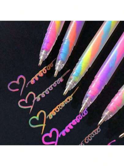 Gradient Color Spiral Pens, Exquisite Cartoon Design, Random Pattern, Office & Study Writing Gift Box Pen, Premium Stationery Set, Suitable For Creative Activities, Teaching Supplies, Art & Writing, Teacher Classroom, Gift Giving For Birthdays, Holidays, Parties, Back To School, Universal For Various Users