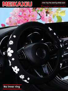 MEIKAXIU Soft Sponge Floral Steering Wheel Cover, Elastic Fit For 14.5-15 Inch Cars, Decorative Accessory, Suitable For Women - 3D Foam Flowers - View 2