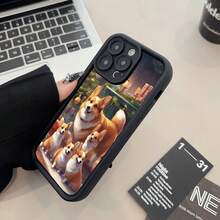 [Teléfono] Funda con diseño de cachorro Shiba Inu Corgi, estilo "Eye Staircase", divertida, elegante y con personalidad. Un teléfono sencillo y moderno para hombres y mujeres. Ideal para amantes de los perros. Un accesorio con estilo. - Negro - Ver 6