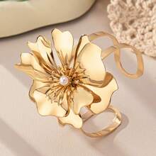 Gold Flower & Faux Pearl Jewelry Set, Suitable For Important Occasions - Jewelry Set - View 11