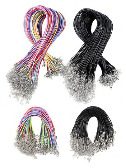 10/20/50 piezas Collar/Pulsera de cuero ajustable, Cuerda de cuentas de color mixto a granel encerada, Ideal para cuentas y manualidades, Material de manualidades duradero, Accesorios de manualidades