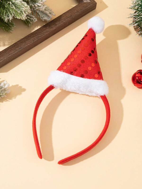 1 Stück eleganter & süßer Weihnachtsmann Hut Haarreif, geeignet für Festtagskleidung