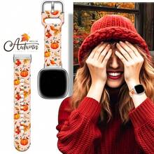 Compatible With Watch Band Fitbit Versa 3, Versa 4, Sense, Sense 2, Holiday Pattern Silicone Replacement Strap{Inchcolor_nameinch:InchAutumnColorOrangeinch,Inchsize_nameinch:InchForVersa4/Versa3/Sense2/Senseinch} - AutumnColorOrange - View 7