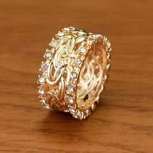 Rhinestone trang trí bện nhẫn - Vàng - Xem 9