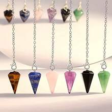 1pc/3pcs/5pcs Natural Crystal Dowsing Set, Includes Natural Amethyst, Rose Quartz, Clear Quartz, Tiger Eye, Obsidian, Healing Crystals, Quartz, Spiritual Gemstone For Divination