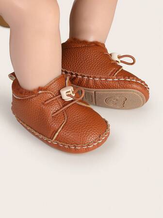 0-1岁婴儿鞋，保暖内衬，柔软鞋底，防滑，松紧带，纯色休闲鞋，冬季款