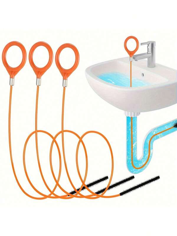 1/3pcs Extra Long Stainless Steel Nylon Coated Drain Hook - Suitable For Bathroom Sink, Bathtub And Shower