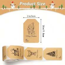 80/300/120 张/卷 复古圣诞贴纸，礼品包装标签，适用于 DIY 礼品包装、烘焙和装饰，可用作盒子封口贴纸、包装封口贴纸、商业产品包装封口贴纸、礼品盒装饰袋标签、封口贴纸 - 彩色 - 查看 10