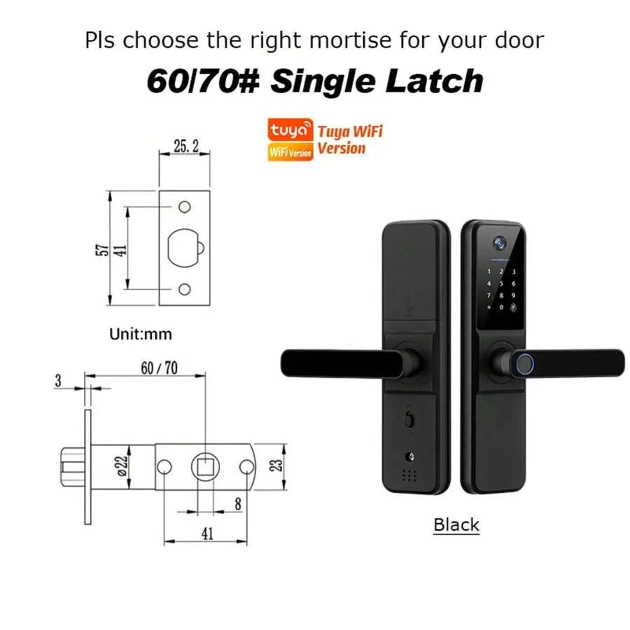 YRHAND Mexico Local Fast cerraduras inteligente para puertas wifi or Ttlock door lock Home - H01pro 6070adjust - Ver 1