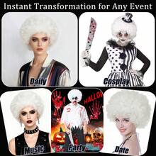 Perruque bouclée volumineuse, perruque afro synthétique courte, rétro années 70/80, boucles spiralées moelleuses, élastique et douce, apparence naturelle, convient pour le port quotidien, les fêtes d'Halloween, les événements sportifs, les concerts, le cosplay, le scientifique fou, l'artiste fou, le clown amusant, les tenues rock disco cool et uniques. Unisexe, plusieurs couleurs disponibles, excellent cadeau/décoration pour Noël, anniversaire, Thanksgiving, facile pour les débutants. - Multicolore - Voir 4