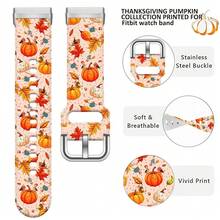 Compatible With Watch Band Fitbit Versa 3, Versa 4, Sense, Sense 2, Holiday Pattern Silicone Replacement Strap{Inchcolor_nameinch:InchAutumnColorOrangeinch,Inchsize_nameinch:InchForVersa4/Versa3/Sense2/Senseinch} - AutumnColorOrange - View 4
