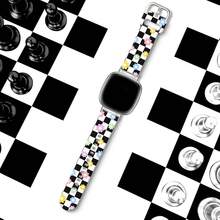 Compatible With Watch Band Fitbit Versa 3, Versa 4, Sense, Sense 2, Holiday Pattern Silicone Replacement Strap{Inchcolor_nameinch:InchBlackandWhiteCheckeredinch,Inchsize_nameinch:InchForVersa4/Versa3/Sense2/Senseinch} - BlackandWhiteCheckered - View 4