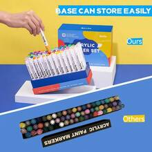 Paint Markers Paint Pens 60 Colors Acrylic Paint Pens Brush Tip For Wood Canvas Stone Rock Painting Glass Ceramic Surfaces DIY Crafts Making Art Supplies60A - Standard60Colors - View 6