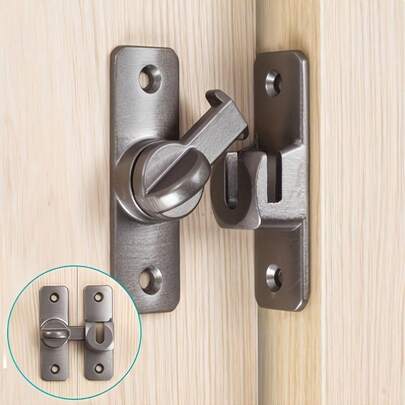 Heavy Duty Sliding Barn Door Lock - 90 Degree Pull Rod, Painted Metal Surface, Secure Locking Mechanism, Suitable For Bathroom, Garden, Refrigerator, Garage And Outdoor Use - Durable Metal Construction, Easy Installation, Bathroom & Garden Safety, Stylish Metal Surface, Sturdy Design, No Drilling Required Door Lock, Indoor Door Lock, Bedroom Door Lock, Door Lock, Cabinet Lock
