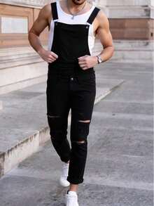 Men Plus Size Jumpsuits And Overalls - Black - View 1