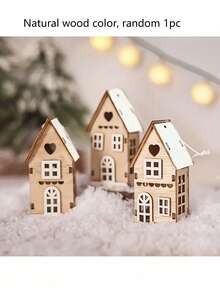3/1 pieza Decoración navideña de casa, adorno de casa pequeña de madera creativa para chimenea, escalera, árbol de Navidad, decoración y regalo navideño, cabaña de madera minimalista para escritorio, estilo rústico perfecto para decoración de oficina en el hogar en Navidad y Año Nuevo