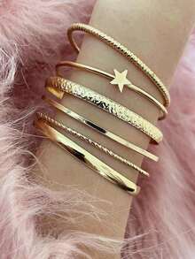6pcs Star Decor Bangle - 黃金 - 查看 2