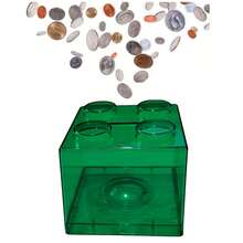 1个超大立方体存钱罐，透明立方体硬币罐，立方体积木组合小零件收纳盒/罐，可堆叠硬币罐，透明塑料硬币罐，杂物积木罐 - 彩色 - 查看 4