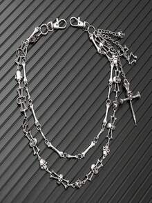 时尚个性金属骷髅裤链 高端嘻哈暗黑朋克风腰链 万圣节配饰