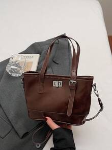 1 pezzo Borsa a tracolla da donna stile vintage, con cinturino regolabile, borsa a spalla casual vintage, in materiale PU durevole, chiusura a gancio, adatta per uso quotidiano, lavoro, viaggio, shopping, appuntamenti, disponibile nei colori marrone e nero, borsa a tracolla alla moda, minimalista e leggera