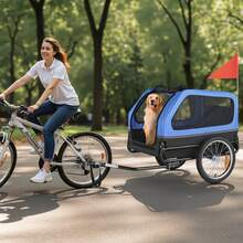 Dog Bike Trailer, Supports Up To 88 Lbs, Pet Cart Bicycle Carrier For Small & Large Dogs, Easy Folding Frame With Quick Release Wheel, Universal Bicycle Coupler, Reflector, Flag, Internal Leash - 88 lbs for Small & Large Dogs - 查看 1
