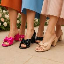 Women's Clog With Block Heel, Low, Comfortable, Evangelical, Summer Style, Round Toe, Comfortable - Krem - View 5