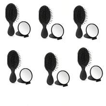 2/6/12/24 Pcs Mini Hair Brush Set, 12 Pcs Travel Wet & Dry Hair Comb, Pocket Smooth, 12 Pcs Compact Folding Makeup Mirror, Suitable For Spa, Overnight, Birthday, Bridal, Bachelorette, Christmas Party Gifts (Blue, Purple, Pink, Black) - Multicolor - View 16