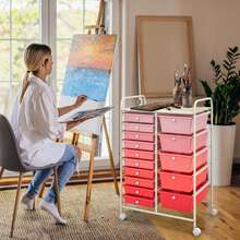 15-Drawer Rolling Storage Cart Mobile Cart With Colorful Drawers & Metal Frame - Bột chuyển màu - Xem 2