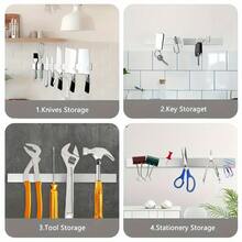 1个磁性刀架，壁挂式磁性刀架带挂钩 - 304不锈钢磁条 - 磁性餐具架 - 厨房餐具悬挂架 - 厨房收纳架 - 304不銹鋼刀架 - 查看 9